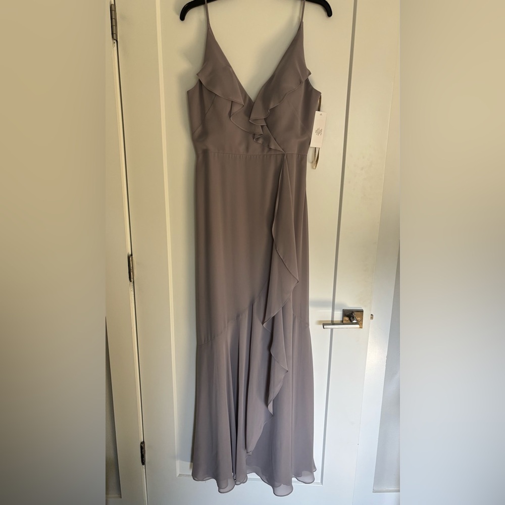 NWT Jenny Yoo Ensley Maxi Dress in Opal Grey
